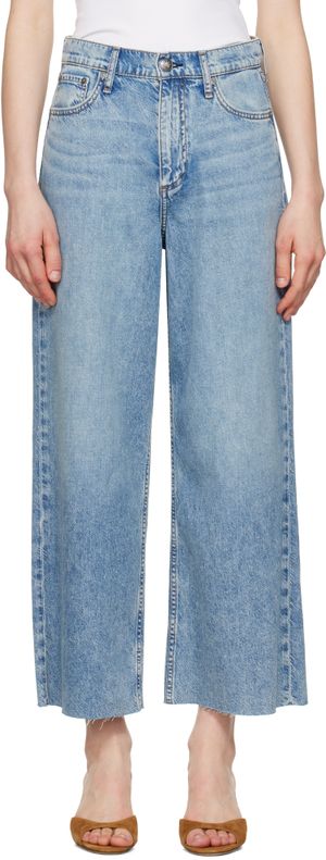 rag & bone Jean écourté et ample Andi bleu en denim ultraléger
