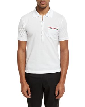 Heather Polo Shirt with Striped Pocket