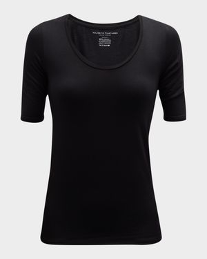Soft Touch Half-Sleeve Scoop-Neck Top