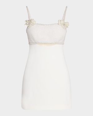 Embellished Bow Mini Dress