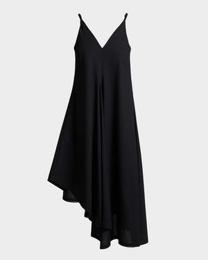 Kourt Asymmetric Linen-Blend Midi Dress