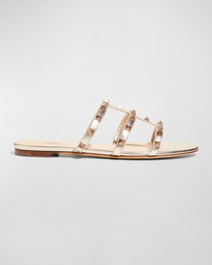 Rockstud Metallic City Flat Slide Sandals