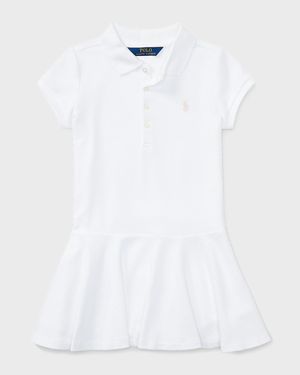 Girl's Short-Sleeve Knit Drop-Waist Polo Dress, Size 2-6X