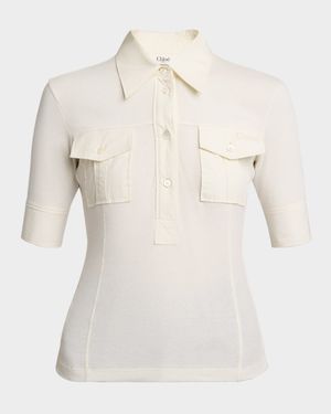 Pockets Short-Sleeve Polo Top