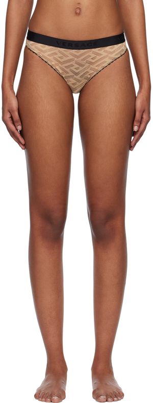 Versace Underwear Beige 'La Greca' Briefs