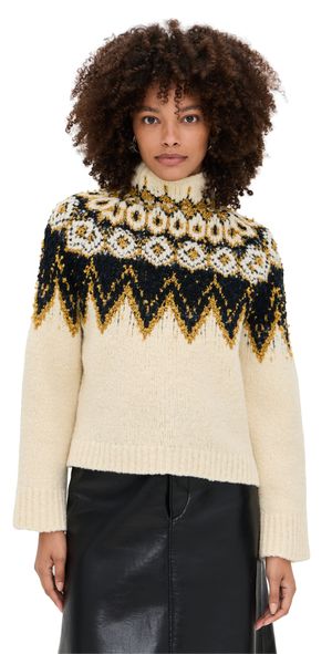 Proenza Schouler White Label Lizzy Sweater in Textured Fair Isle Cream Multi XS