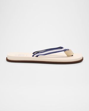 Men's Rubber Grosgrain and Leather Flip Flops