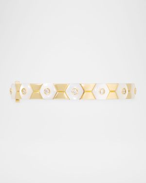 18K Yellow Gold Baia Sommersa Mother-of-Pearl and Diamond Bangle
