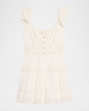 Rietta Cotton Lace-Trimmed Mini Dress