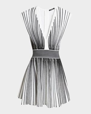 Plunging Flechage Knit Mini Flare Dress