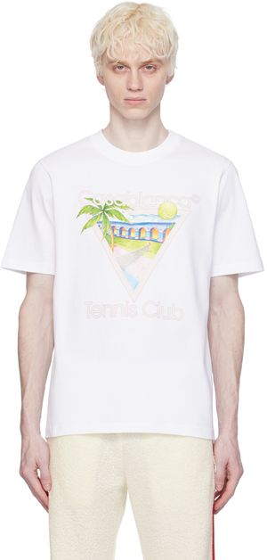 Casablanca T-shirt 'Tennis Club' blanc à image à logo