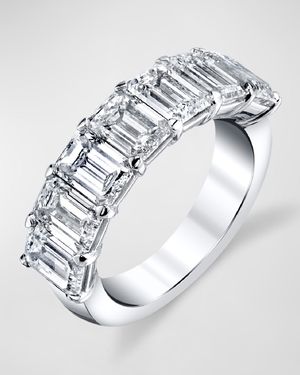 18K White Gold 7 Stone Band with Emerald Cut Diamonds, 2.30ct