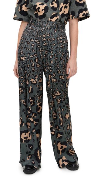 A Potts Wide Leg Trousers Pop Leopard M