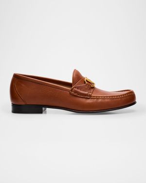 VLogo Medallion Leather Loafers