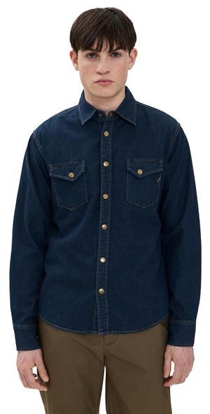 Billy Reid Shoals Denim Shirt Double Dye L