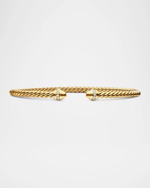 Cablespira Bracelet with Diamonds in 18K Gold, 3mm