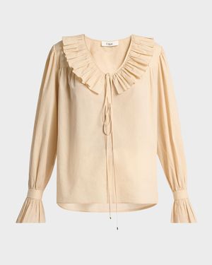Ruffle Cotton Voile Blouse