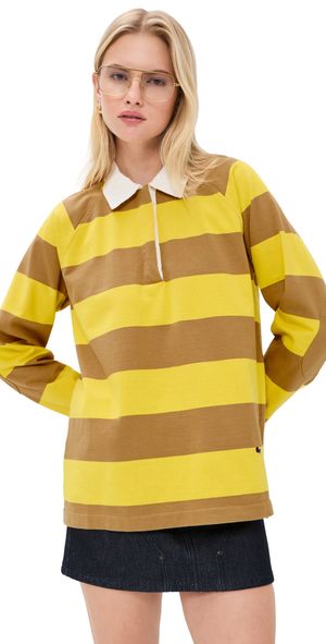 Clare V. Le Rugby Top Khaki/Bright Yellow XS