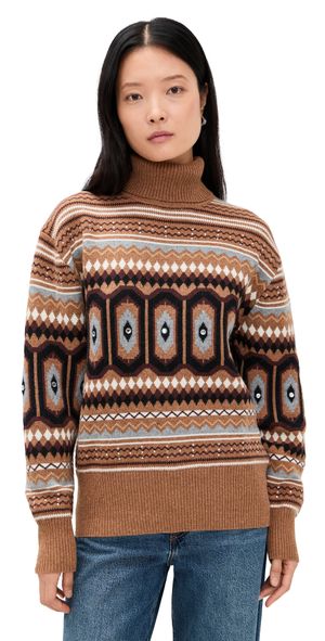 ALIGNE Christine Fair Isle Sweater Brown M
