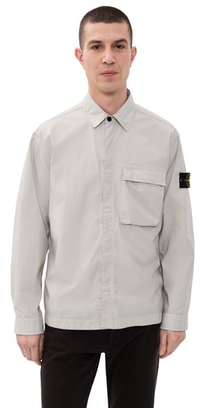 Stone Island Lightweight Stretch Cotton Overshirt Pearl Grey XL