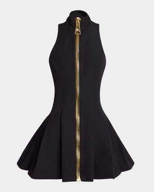Zipped Fit-&-Flare Mini Dress