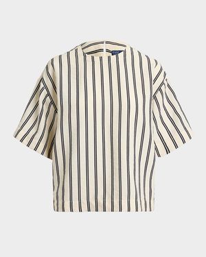 Striped Silk-Blend Short-Sleeve Shirt