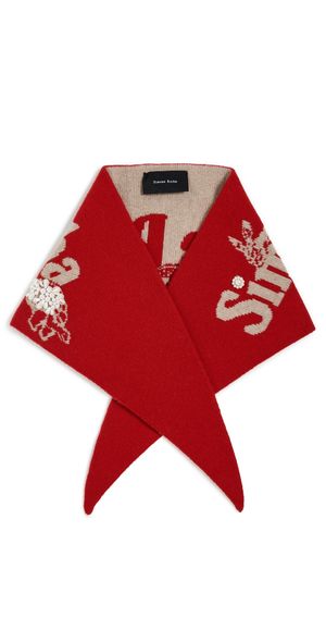 Simone Rocha Graphic Logo Knit Neckerchief Red/Oat/Pearl One Size