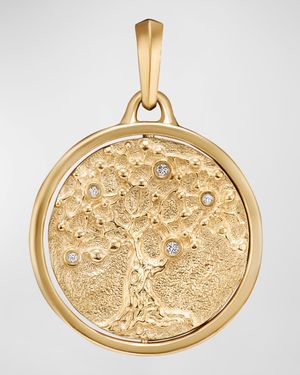 Men's Duality Pendant with Diamonds in 18K Gold, 30mm