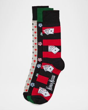 Men's Card Games 3-Pack Crew Socks, Boxed Gift Set