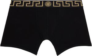 Versace Underwear Black Greca Border Long Boxer Briefs