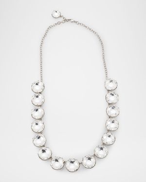 Round Stone Necklace with Prongs, Silver