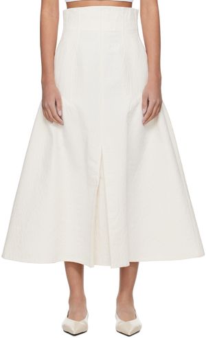 Mame Kurogouchi Off-White Box Pleat Maxi Skirt