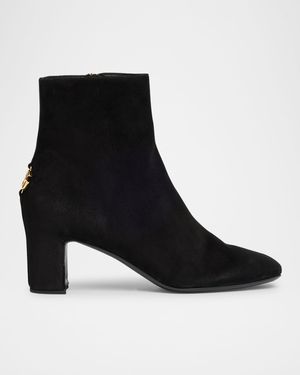 Suede Block-Heel Ankle Booties