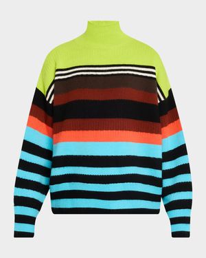 Striped Brushed Wool Turtleneck Sweater