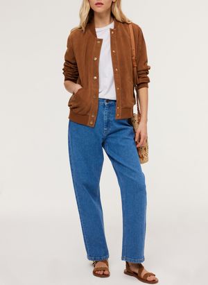 Pablo - Blouson col montant en cuir - Taille 3 - Marron