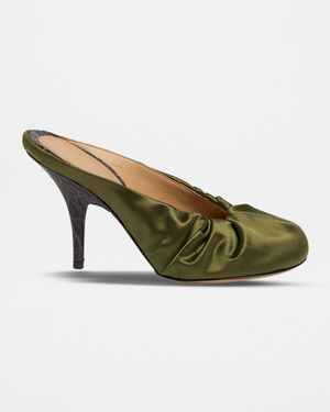Ruched Satin Mules