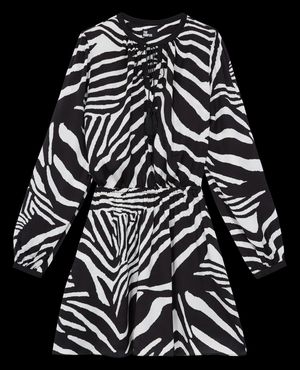 The Kooples - Robe courte col tunisien imprimée zèbre - Taille 4 - Noir