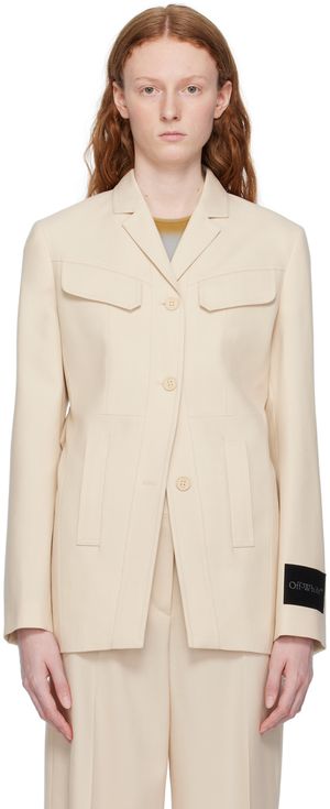 Off-White Veston beige à revers tailleur
