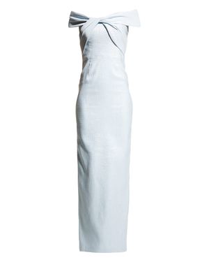 Jacquard Off-Shoulder Twist Gown