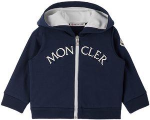 Moncler Enfant Bébé | Pull à capuche bleu marine à glissière