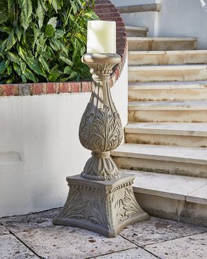 36" Cast Stone Floor Candlestick
