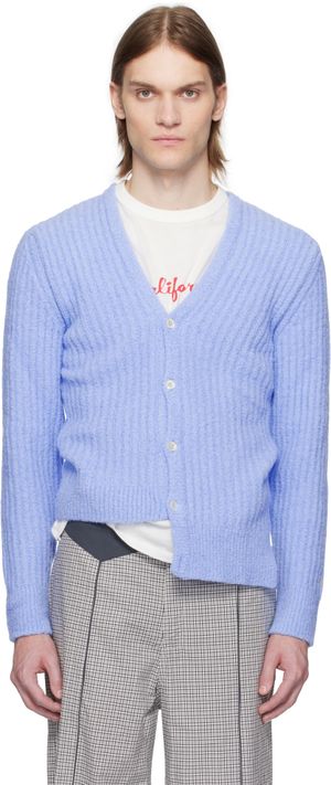ERL Blue Cozy Asymmetric Cardigan