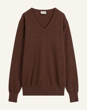 Rodier - Pull homme Col V en cachemire 2 fils - Taille 2XL - Marron