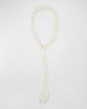 18K White Gold Necklace with Diamonds and Freshwater Pearls