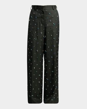 Embellished Wide-Leg Pants