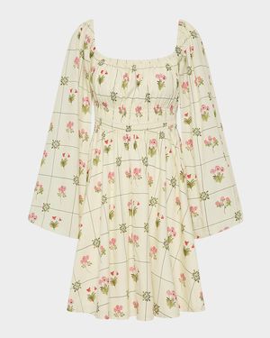 Walker Floral-Print Blouson Mini Dress