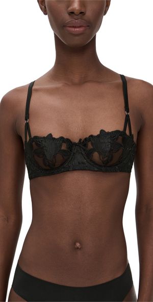 Fleur du Mal Lily Embroidery Balconette Bra Black 36C
