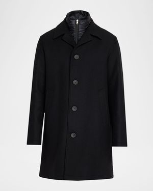 Men's Wool-Blend Coat w/ Removable Bib