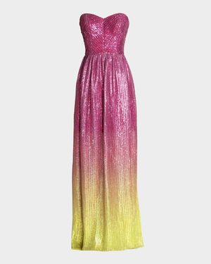 Audrina Strapless Sequin Ombre Gown