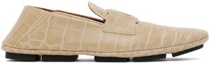 Dolce&Gabbana Beige Crocodile-Print Driver Loafers